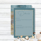 モダンビーチ抽象芸術ティール（緑がかった色）と金ゴールド結婚詳細 エンクロージャーカード