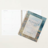 モダンビーチ抽象芸術ティール(緑がかった色)と金ゴールド プランナー手帳 (ディスプレー)