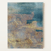 モダンビーチ抽象芸術ティール(緑がかった色)と金ゴールド プランナー手帳 (裏面)