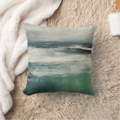 モダンビーチ抽象芸術ティール(緑がかった色)グリーントーン クッション (ブランケット)