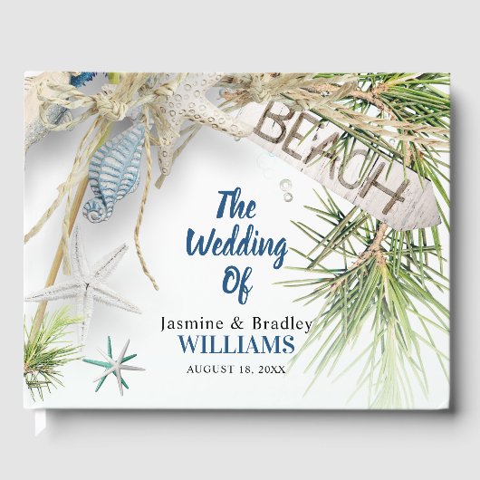 モダンビーチ結婚テーマ ゲストブック (正面)