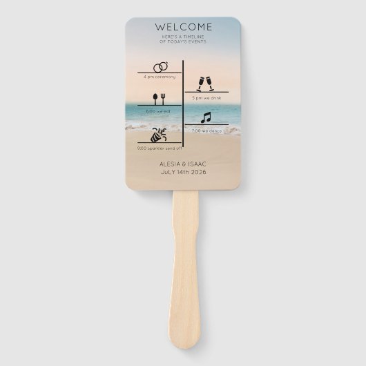 モダンビーチ結婚式タイムラインフォトプログラム ハンドファン (正面)