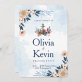 モダンビーチ結婚式招待状、トロピカル結婚ス 招待状 (正面/裏面)