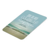 モダンビーチ結婚式日付の保存 マグネット (左側)