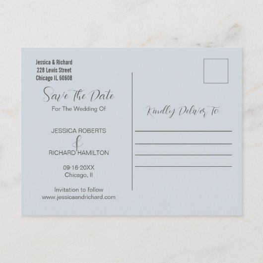 モダンビーチ航海のの写真の日付の保存 案内ポストカード (裏面)