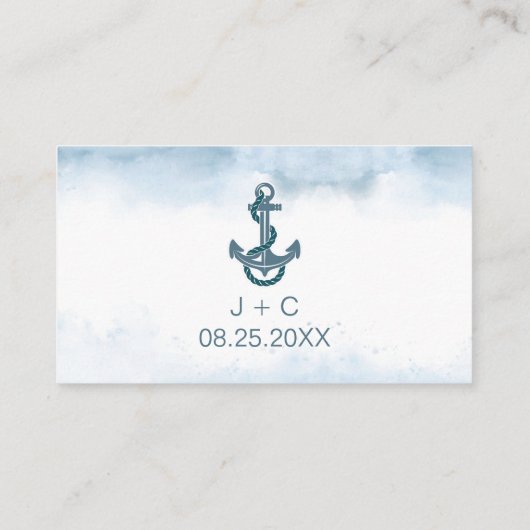 モダンビーチ航海のQRコー結婚ドのレジストリ エンクロージャーカード (裏面)