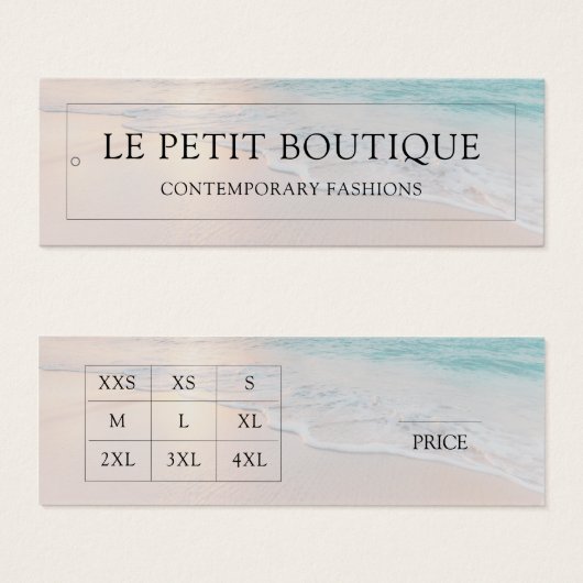 モダンビーチ衣料品サイズチャート価格ラベル (正面&裏面)