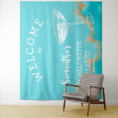 モダンビーチ金ゴールドターコイズ青バチェロレッテ タペストリー (インサイチュ)