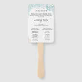 モダンビーチ | ティール(緑がかった色)結婚式 プログラムハンドファン ハンドファン (裏面)