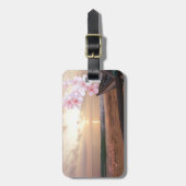 モダンビーチ，夕日，プルメリア ラゲッジタグ (正面縦)