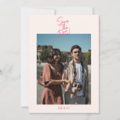 モダンピお洒落ンク明るいレトロ写真結婚の セーブザデート (正面)