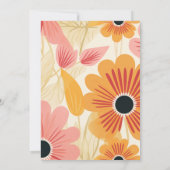 モダンピはっきりしたンクとイエローのレトロフローラ 招待状 (裏面)