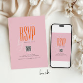 モダンピはっきりしたンクとオレンジのQRコーユニークド結婚の 招待状