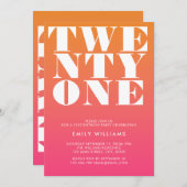 モダンピエレガントックオレンジはっきりしたタイポグラフィ 招待状 (正面/裏面)