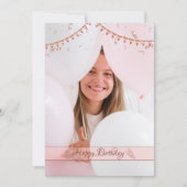 モダンピエレガントンク写真誕生日カード サンキューカード (正面)