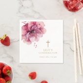 モダンピエレガントンク水色フローラ確認 スタンダードカクテルナプキン (インサイチュ)