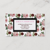 モダンピエレガントンク&レッドローズフローラ 名刺 (裏面)