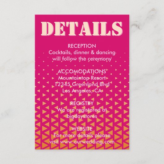 モダンピカラフルンクとオレンジの幾何結婚図形 エンクロージャーカード (正面)