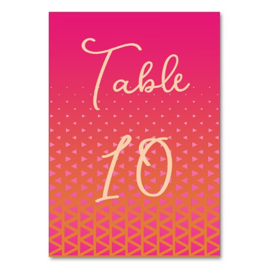 モダンピカラフルンクとオレンジの幾何結婚図形 テーブルナンバー (正面)