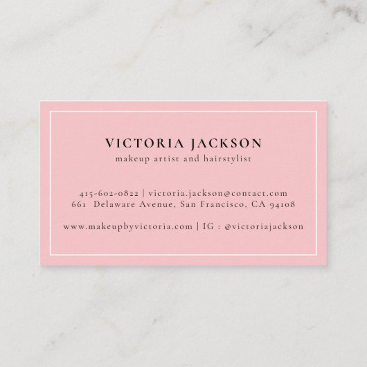 モダンピガーリーンクリップ白エレガント美しい化粧 名刺 (裏面)