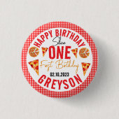 モダンピザスライスベイビー 1歳の誕生日 缶バッジ (正面)
