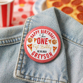 モダンピザスライスベイビー 1歳の誕生日 缶バッジ