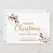 モダンピシンプルネコーンメリークリスマスビジネス シーズンカード (正面)