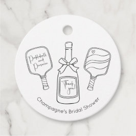 モダンピックルボール プロセッコ ブライダルシャワー サンクス フェイバータグ