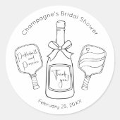 モダンピックルボール プロセッコ ブライダルシャワー 感謝 ラウンドシール (正面)