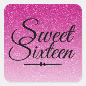 モダンピッフェイククグリッターグラデーションスウィート16 スクエアシール (正面)
