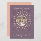 モダンピッ最高のクの母の日の紫のカード (正面/裏面)