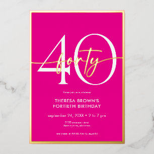 モダンピミニマルンク四十スクリプト誕生日 箔招待状