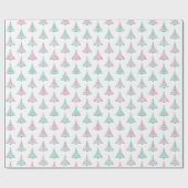 モダンピンクとグリーンのクリスマスツリー包装紙 ラッピングペーパー (フラット)