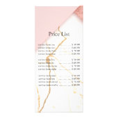モダンピンクとゴールドの大理石の価格表 ラックカード (正面)