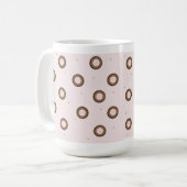 モダンピンクとブラウンの円 コーヒーマグカップ (正面左)