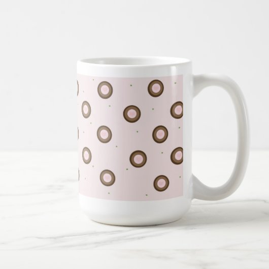 モダンピンクとブラウンの円 コーヒーマグカップ (右)