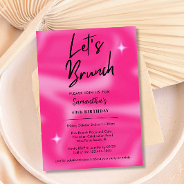 モダンピンクとブラックのLet's Brunch（レッツブランチ）パーティー 招待状