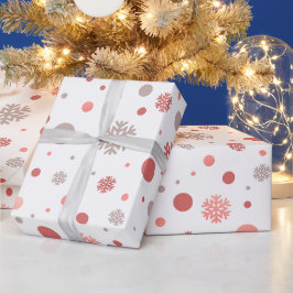 モダンピンクとホワイトのメリークリスマス ラッピングペーパー