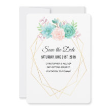 モダンピンクと緑の多肉植物の水の色結婚の