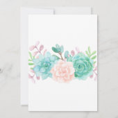 モダンピンクと緑の水色の多肉植物 招待状 (裏面)