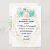 モダンピンクと緑の水色の多肉植物 招待状 (正面/裏面)