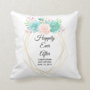 モダンピンクと緑の水色の多肉汁結婚類 クッション