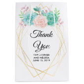 モダンピンクと緑の水色の多肉汁結婚類 ミディアムペーパーバッグ (正面)