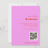 モダンピンクと赤のはっきりした抽象芸術幾何結婚の 招待状 (裏面)