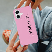 モダンピンクのカスタムネームスクリプト iPhone 16ケース