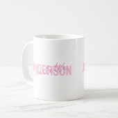 モダンピンクのカスタムネームモノグラム コーヒーマグカップ (正面左)