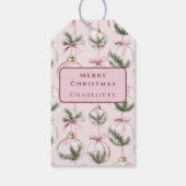 モダンピンクのクリスマスオーナメントギフトタグ ギフトタグ (裏面)