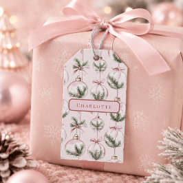 モダンピンクのクリスマスオーナメントギフトタグ ギフトタグ