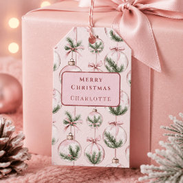 モダンピンクのクリスマスオーナメントギフトタグ ギフトタグ