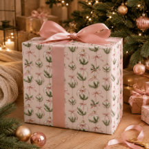 モダンピンクのクリスマスオーナメント包装紙
